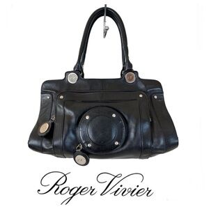 Authentic and Vintage Roger Vivier Black Genuine Leather Satchel HandBag